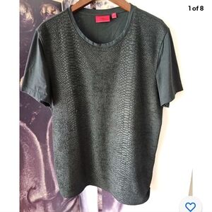 Hugo Boss Men's Black Textured Short Sleeve‎ Crew Neck T Tee Shirt Size M